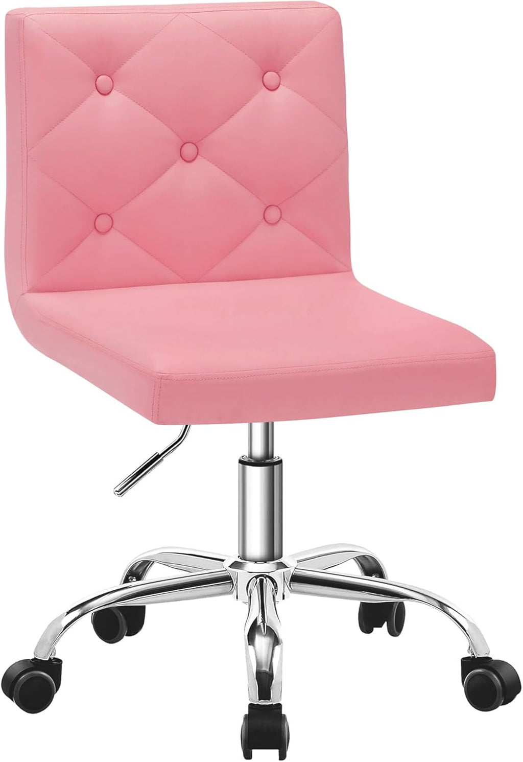 VECELO PU Leather Mid-Back Armless Desk Chair Adjustable Height 360° Rolling Swivel for Home Office Work - Grand Goldman