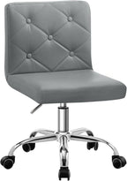VECELO PU Leather Mid-Back Armless Desk Chair Adjustable Height 360° Rolling Swivel for Home Office Work - Grand Goldman