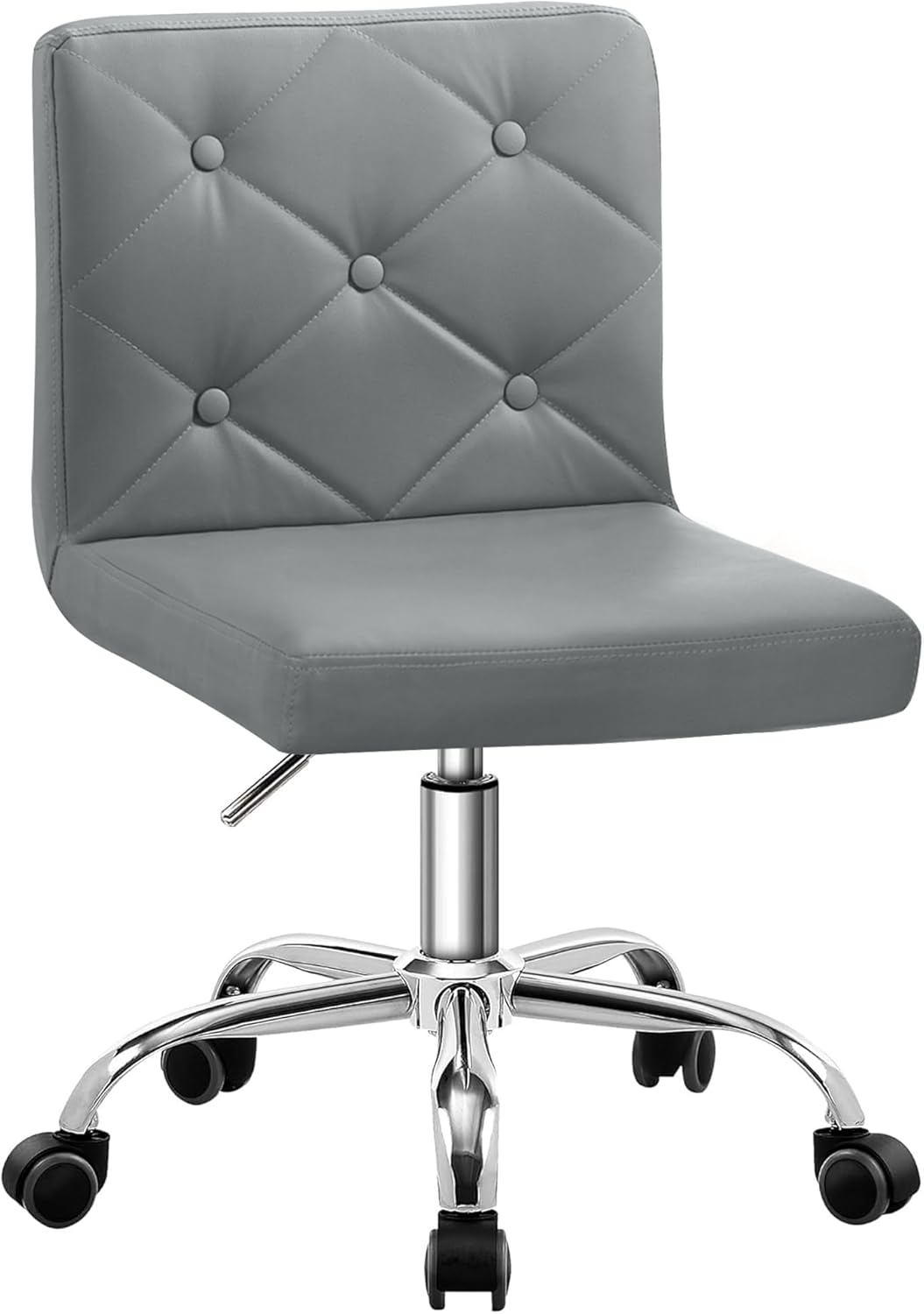 VECELO PU Leather Mid-Back Armless Desk Chair Adjustable Height 360° Rolling Swivel for Home Office Work - Grand Goldman