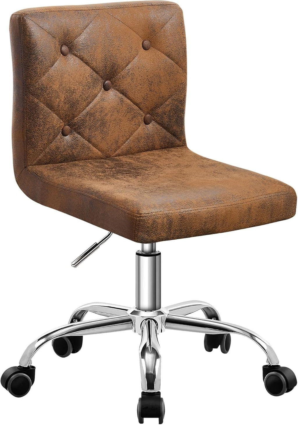 VECELO PU Leather Mid-Back Armless Desk Chair Adjustable Height 360° Rolling Swivel for Home Office Work - Grand Goldman