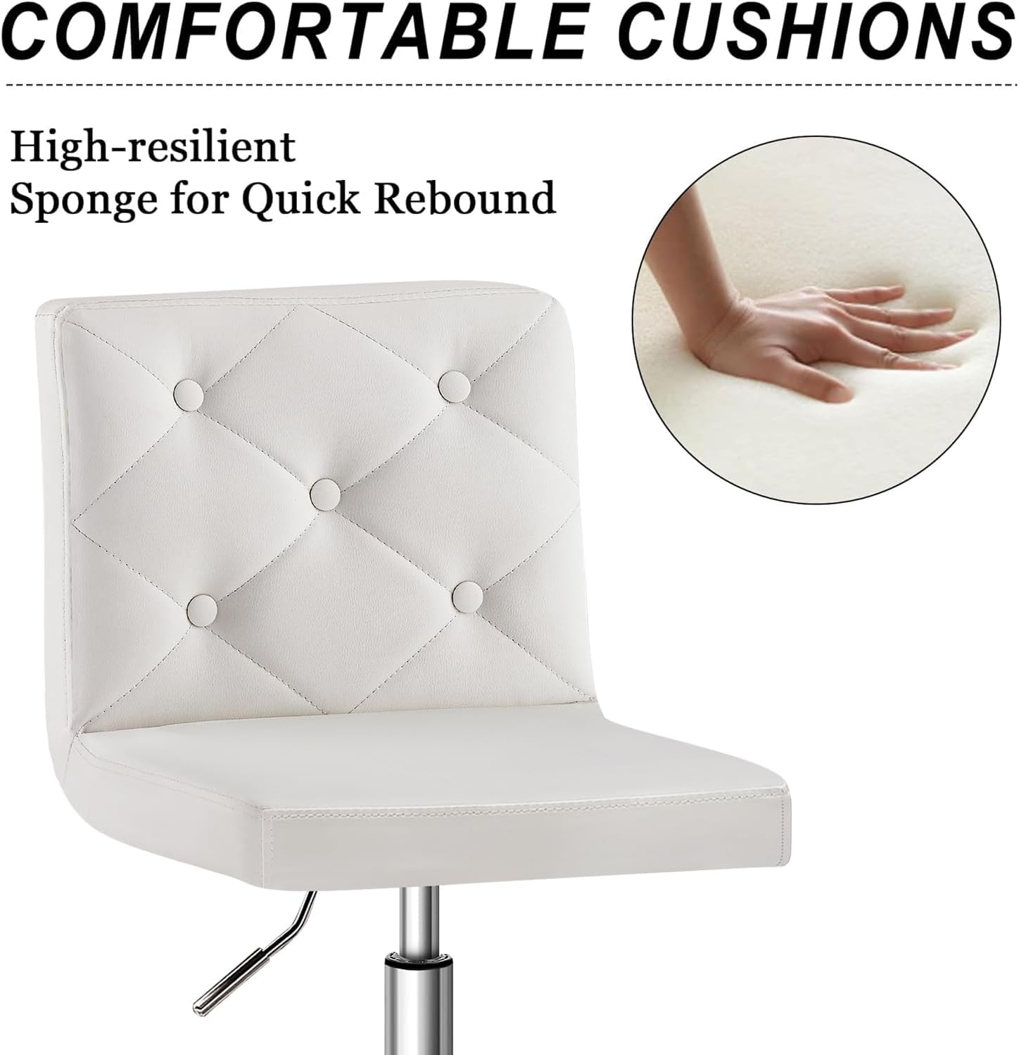 VECELO PU Leather Mid-Back Armless Desk Chair Adjustable Height 360° Rolling Swivel for Home Office Work - Grand Goldman