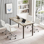 VECELO PU Leather Mid-Back Armless Desk Chair Adjustable Height 360° Rolling Swivel for Home Office Work - Grand Goldman