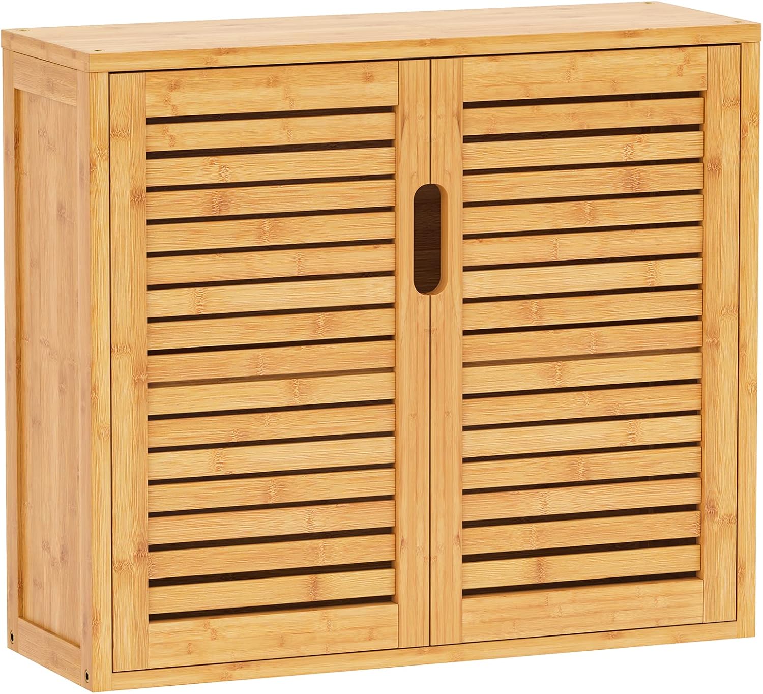 VIAGDO Wall Cabinet Bathroom Storage Cabinet Wall Mounted with Adjustable Shelves Inside, Double Door Medicine Cabinet, Utility Cabinet Organizer Over Toilet, Bamboo, 23.2''Lx8.3''Wx20.1''H - Grand Goldman