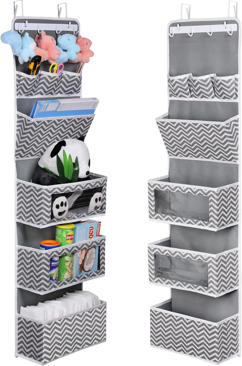 VICTORICH All-IN-ONE Over the Door Organizer, Super Behind the Door Storage Organizer with Door Rack and Large Clear Windows, Wall File Organizer, Hanging Organizer (New Grey) - Grand Goldman