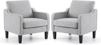 VINGLI Accent Chair for Living Room Chairs Light Brown Reading Chair for Bedroom Scooped Arm Chair Mid Century Modern Accent Chairs Upholstered Comfy Chair for Apartment, Waiting Room - Grand Goldman