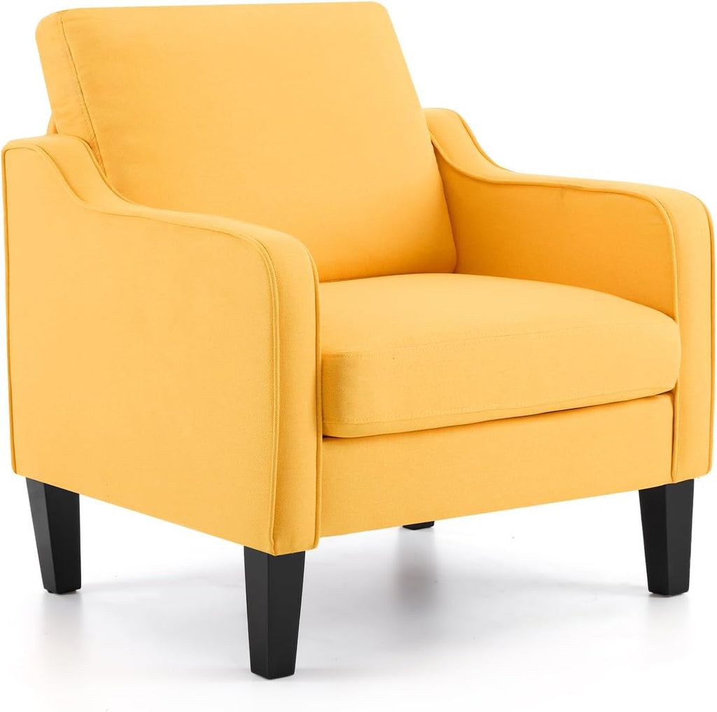 VINGLI Accent Chair for Living Room Chairs Light Brown Reading Chair for Bedroom Scooped Arm Chair Mid Century Modern Accent Chairs Upholstered Comfy Chair for Apartment, Waiting Room - Grand Goldman