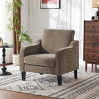 VINGLI Accent Chair for Living Room Chairs Light Brown Reading Chair for Bedroom Scooped Arm Chair Mid Century Modern Accent Chairs Upholstered Comfy Chair for Apartment, Waiting Room - Grand Goldman