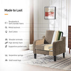 VINGLI Accent Chair for Living Room Chairs Light Brown Reading Chair for Bedroom Scooped Arm Chair Mid Century Modern Accent Chairs Upholstered Comfy Chair for Apartment, Waiting Room - Grand Goldman