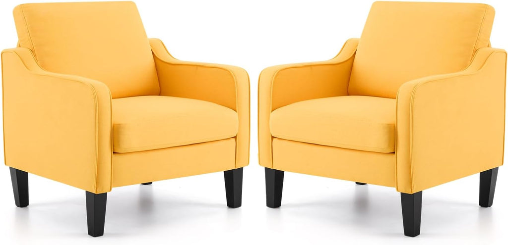 VINGLI Accent Chair for Living Room Chairs Light Brown Reading Chair for Bedroom Scooped Arm Chair Mid Century Modern Accent Chairs Upholstered Comfy Chair for Apartment, Waiting Room - Grand Goldman