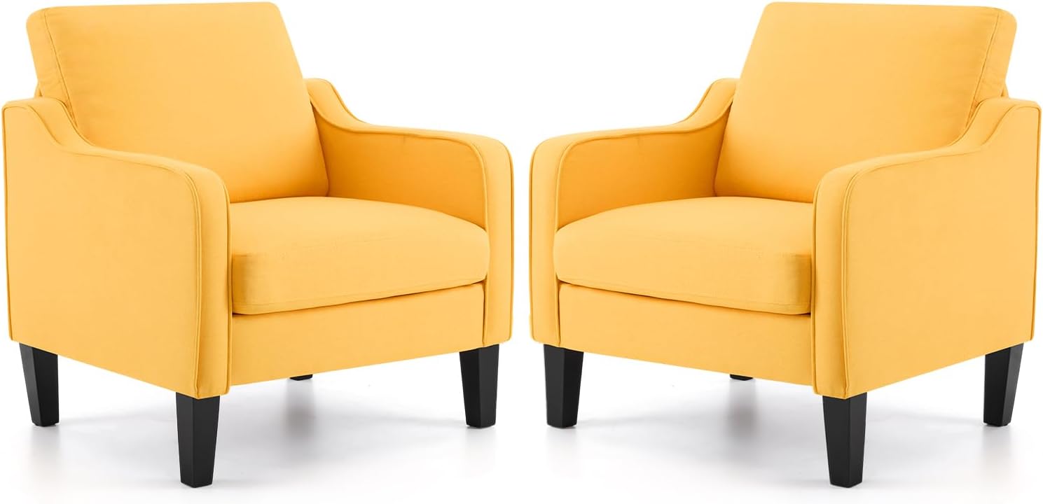 VINGLI Accent Chair for Living Room Chairs Light Brown Reading Chair for Bedroom Scooped Arm Chair Mid Century Modern Accent Chairs Upholstered Comfy Chair for Apartment, Waiting Room - Grand Goldman