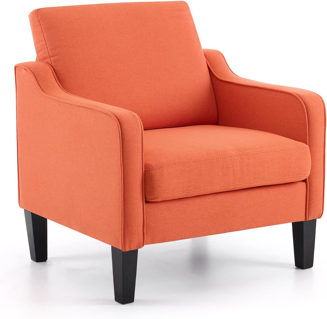VINGLI Accent Chair for Living Room Chairs Light Brown Reading Chair for Bedroom Scooped Arm Chair Mid Century Modern Accent Chairs Upholstered Comfy Chair for Apartment, Waiting Room - Grand Goldman