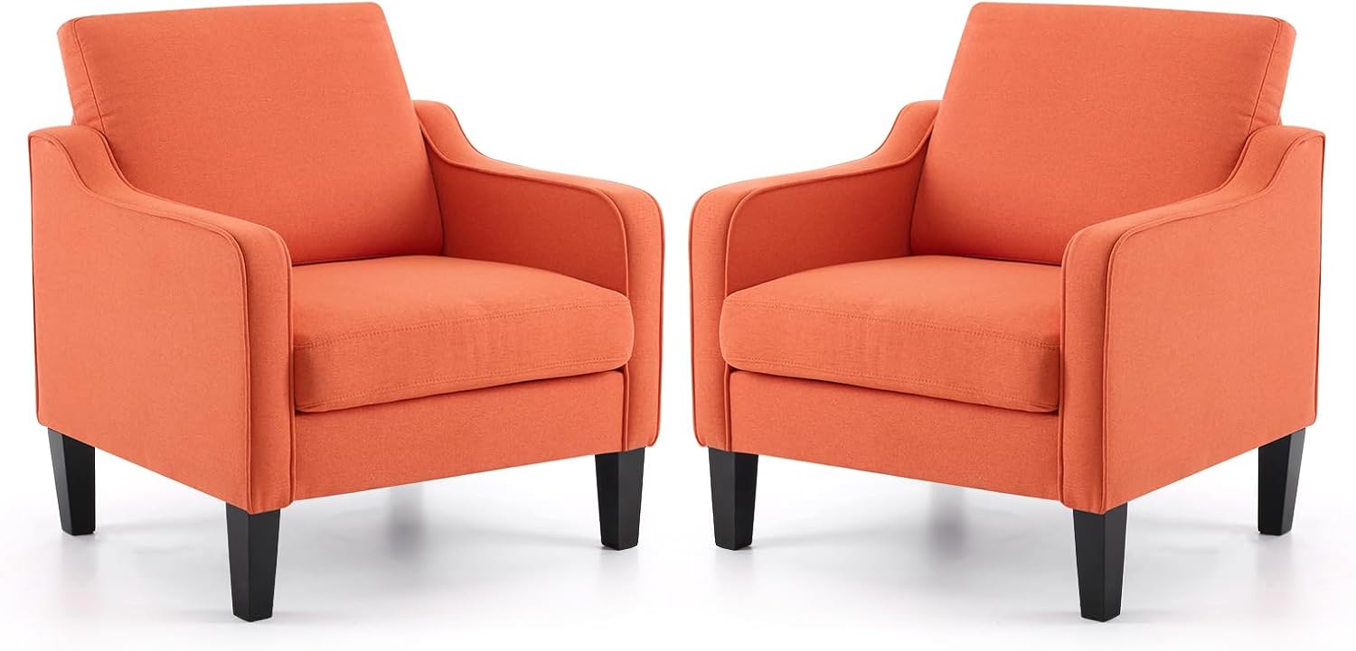 VINGLI Accent Chair for Living Room Chairs Light Brown Reading Chair for Bedroom Scooped Arm Chair Mid Century Modern Accent Chairs Upholstered Comfy Chair for Apartment, Waiting Room - Grand Goldman