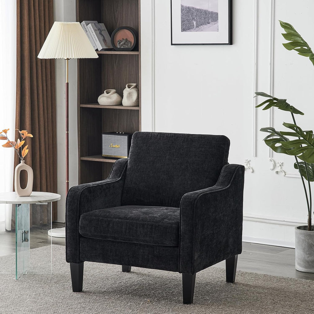 VINGLI Accent Chair for Living Room Chairs Light Brown Reading Chair for Bedroom Scooped Arm Chair Mid Century Modern Accent Chairs Upholstered Comfy Chair for Apartment, Waiting Room - Grand Goldman