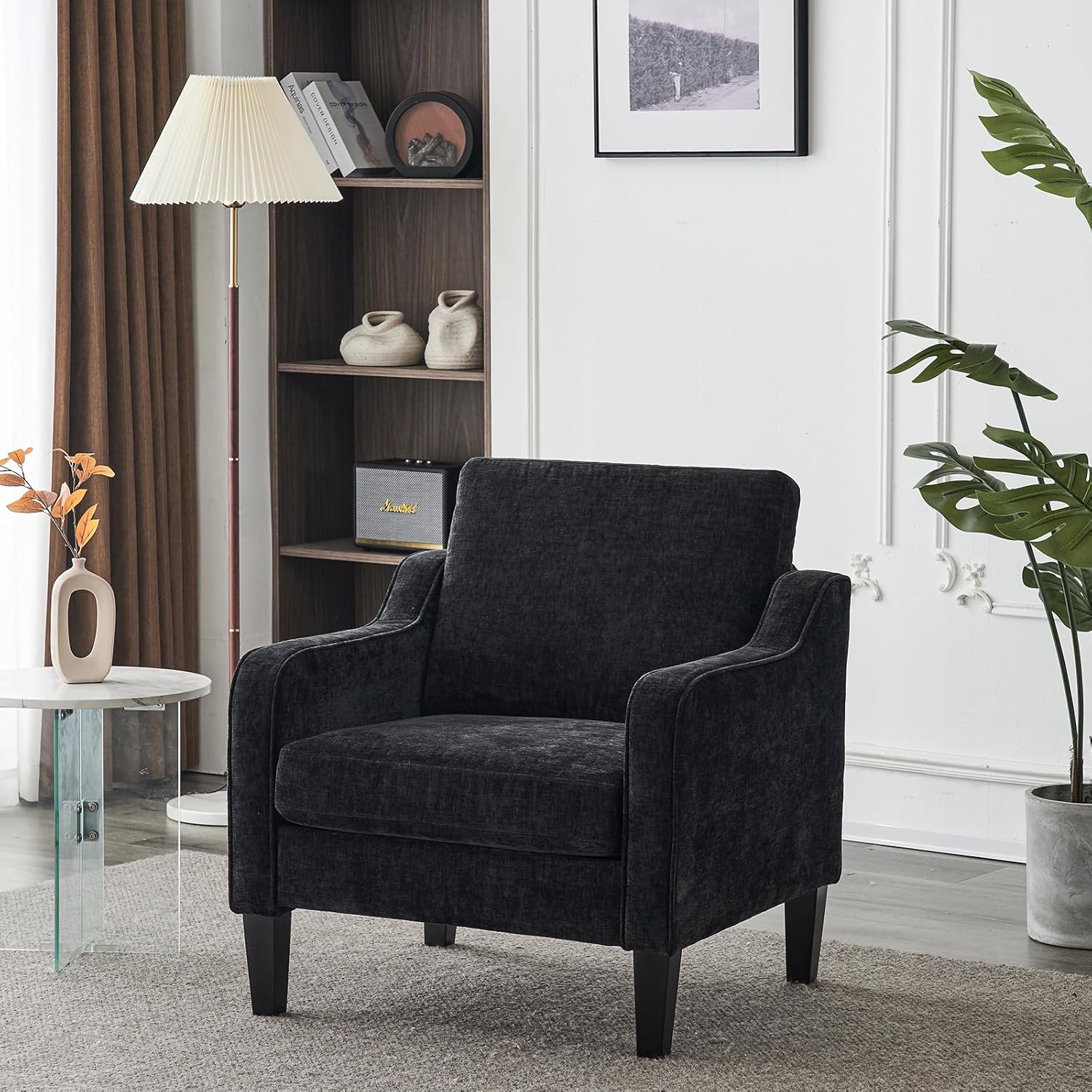 VINGLI Accent Chair for Living Room Chairs Light Brown Reading Chair for Bedroom Scooped Arm Chair Mid Century Modern Accent Chairs Upholstered Comfy Chair for Apartment, Waiting Room - Grand Goldman