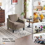 VINGLI Accent Chair for Living Room Chairs Light Brown Reading Chair for Bedroom Scooped Arm Chair Mid Century Modern Accent Chairs Upholstered Comfy Chair for Apartment, Waiting Room - Grand Goldman