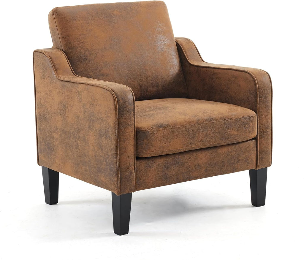 VINGLI Accent Chair for Living Room Chairs Light Brown Reading Chair for Bedroom Scooped Arm Chair Mid Century Modern Accent Chairs Upholstered Comfy Chair for Apartment, Waiting Room - Grand Goldman