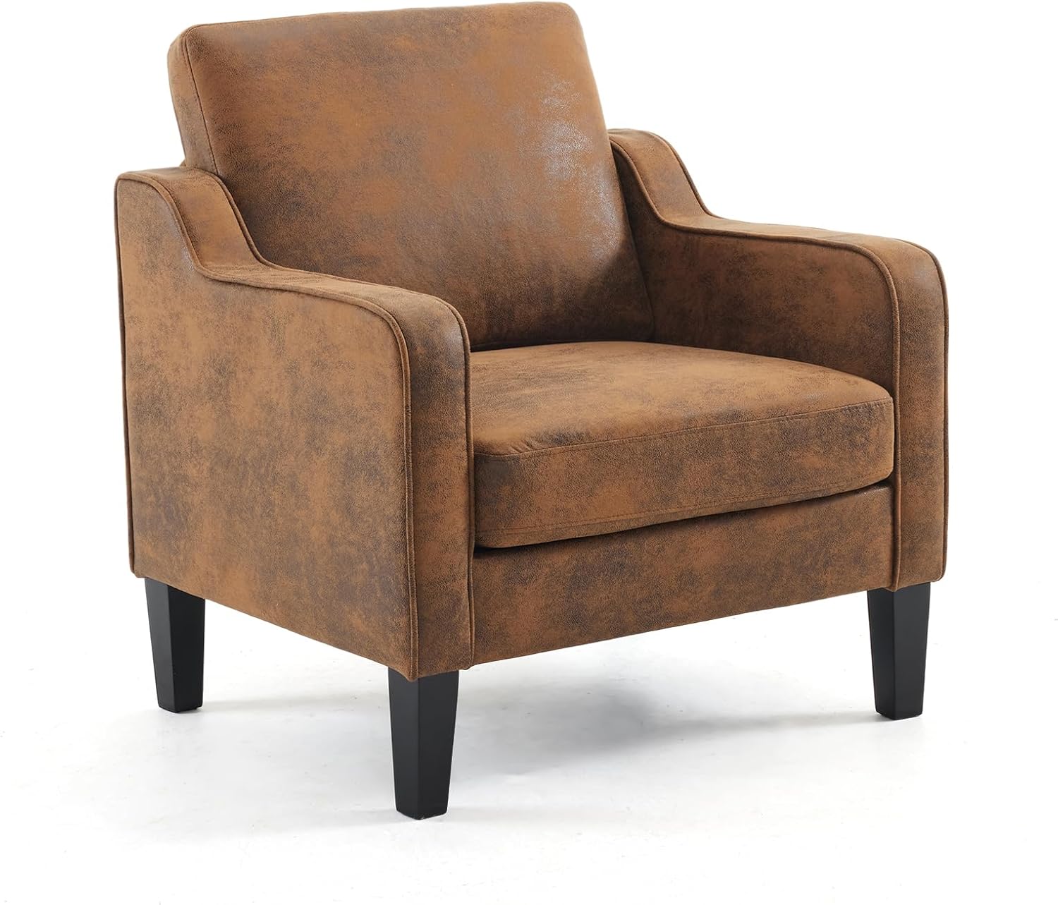 VINGLI Accent Chair for Living Room Chairs Light Brown Reading Chair for Bedroom Scooped Arm Chair Mid Century Modern Accent Chairs Upholstered Comfy Chair for Apartment, Waiting Room - Grand Goldman