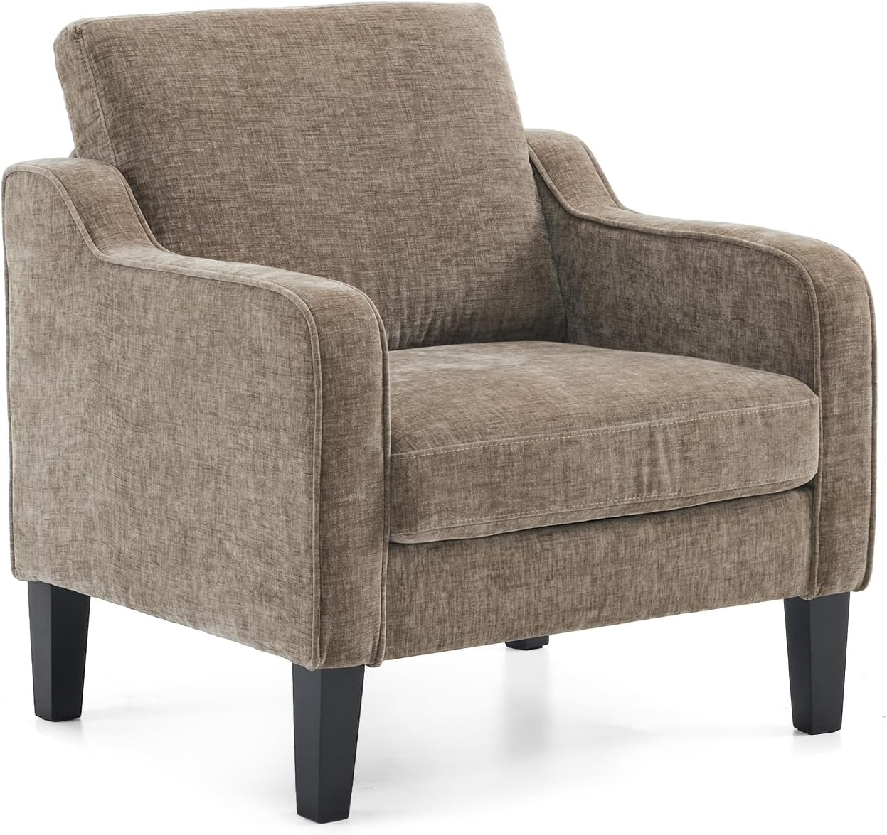 VINGLI Accent Chair for Living Room Chairs Light Brown Reading Chair for Bedroom Scooped Arm Chair Mid Century Modern Accent Chairs Upholstered Comfy Chair for Apartment, Waiting Room - Grand Goldman