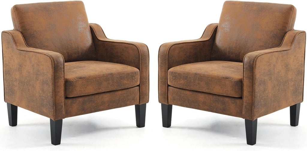 VINGLI Accent Chair for Living Room Chairs Light Brown Reading Chair for Bedroom Scooped Arm Chair Mid Century Modern Accent Chairs Upholstered Comfy Chair for Apartment, Waiting Room - Grand Goldman