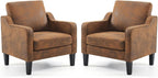 VINGLI Accent Chair for Living Room Chairs Light Brown Reading Chair for Bedroom Scooped Arm Chair Mid Century Modern Accent Chairs Upholstered Comfy Chair for Apartment, Waiting Room - Grand Goldman