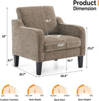VINGLI Accent Chair for Living Room Chairs Light Brown Reading Chair for Bedroom Scooped Arm Chair Mid Century Modern Accent Chairs Upholstered Comfy Chair for Apartment, Waiting Room - Grand Goldman