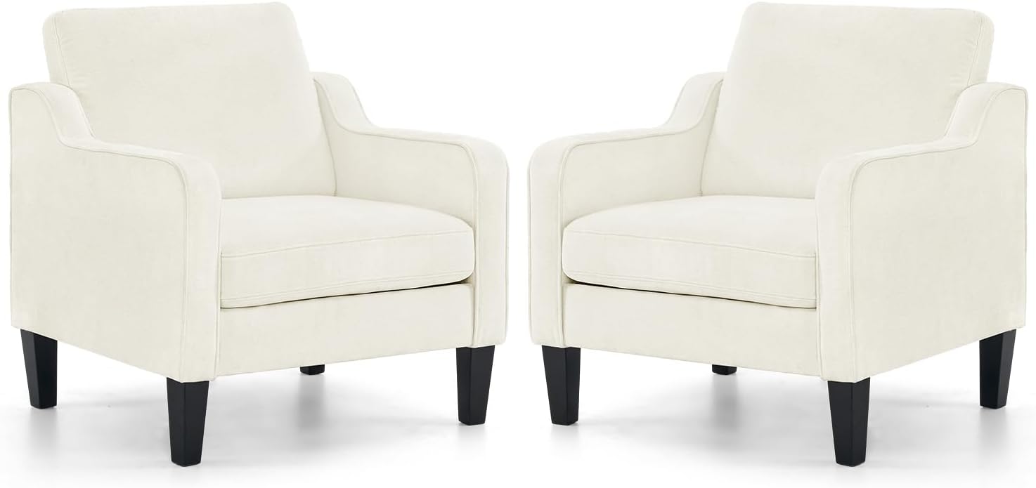 VINGLI Accent Chair for Living Room Chairs Light Brown Reading Chair for Bedroom Scooped Arm Chair Mid Century Modern Accent Chairs Upholstered Comfy Chair for Apartment, Waiting Room - Grand Goldman