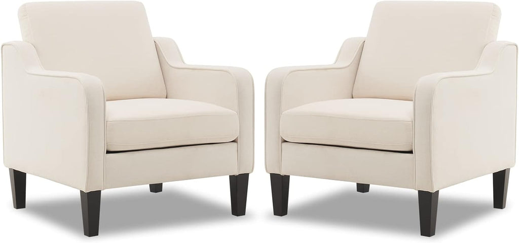 VINGLI Accent Chair for Living Room Chairs Light Brown Reading Chair for Bedroom Scooped Arm Chair Mid Century Modern Accent Chairs Upholstered Comfy Chair for Apartment, Waiting Room - Grand Goldman