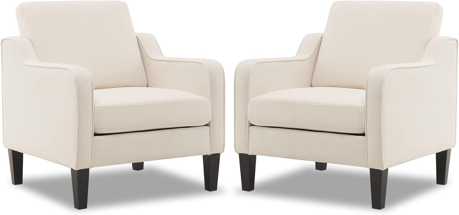 VINGLI Accent Chair for Living Room Chairs Light Brown Reading Chair for Bedroom Scooped Arm Chair Mid Century Modern Accent Chairs Upholstered Comfy Chair for Apartment, Waiting Room - Grand Goldman