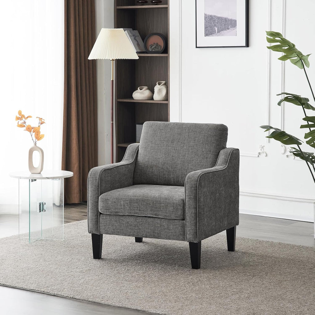 VINGLI Accent Chair for Living Room Chairs Light Brown Reading Chair for Bedroom Scooped Arm Chair Mid Century Modern Accent Chairs Upholstered Comfy Chair for Apartment, Waiting Room - Grand Goldman