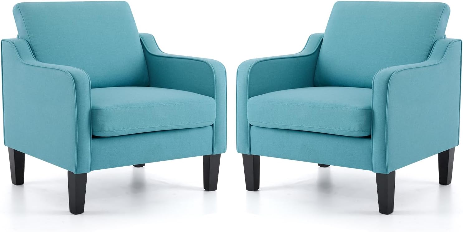 VINGLI Accent Chairs for Living Room Chairs Reading Chair Mid Century Modern Chair Soft Chenille Sofa Chair Upholstered Arm Chair Comfy Chair Side Chair (Light Grey Chenille) - Grand Goldman