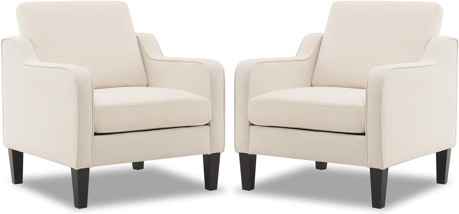 VINGLI Accent Chairs for Living Room Chairs Reading Chair Mid Century Modern Chair Soft Chenille Sofa Chair Upholstered Arm Chair Comfy Chair Side Chair (Light Grey Chenille) - Grand Goldman