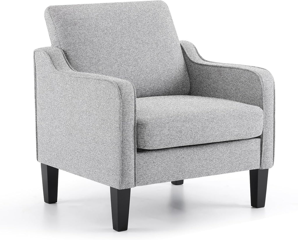 VINGLI Accent Chairs for Living Room Chairs Reading Chair Mid Century Modern Chair Soft Chenille Sofa Chair Upholstered Arm Chair Comfy Chair Side Chair (Light Grey Chenille) - Grand Goldman