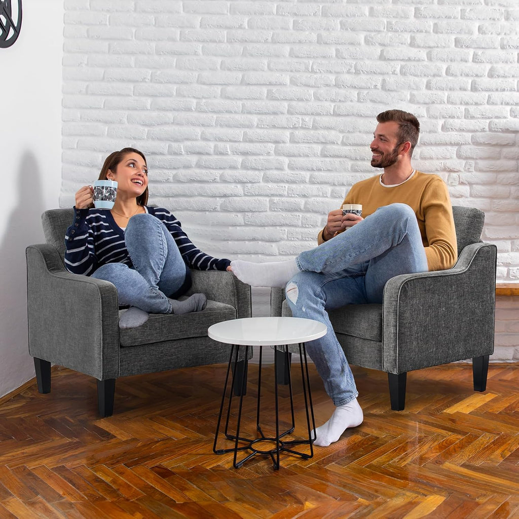 VINGLI Accent Chairs for Living Room Chairs Reading Chair Mid Century Modern Chair Soft Chenille Sofa Chair Upholstered Arm Chair Comfy Chair Side Chair (Light Grey Chenille) - Grand Goldman