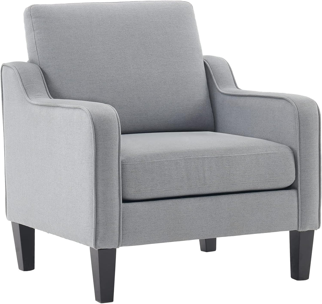 VINGLI Accent Chairs for Living Room Chairs Reading Chair Mid Century Modern Chair Soft Chenille Sofa Chair Upholstered Arm Chair Comfy Chair Side Chair (Light Grey Chenille) - Grand Goldman