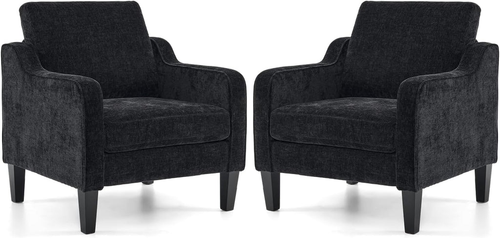 VINGLI Accent Chairs for Living Room Chairs Reading Chair Mid Century Modern Chair Soft Chenille Sofa Chair Upholstered Arm Chair Comfy Chair Side Chair (Light Grey Chenille) - Grand Goldman