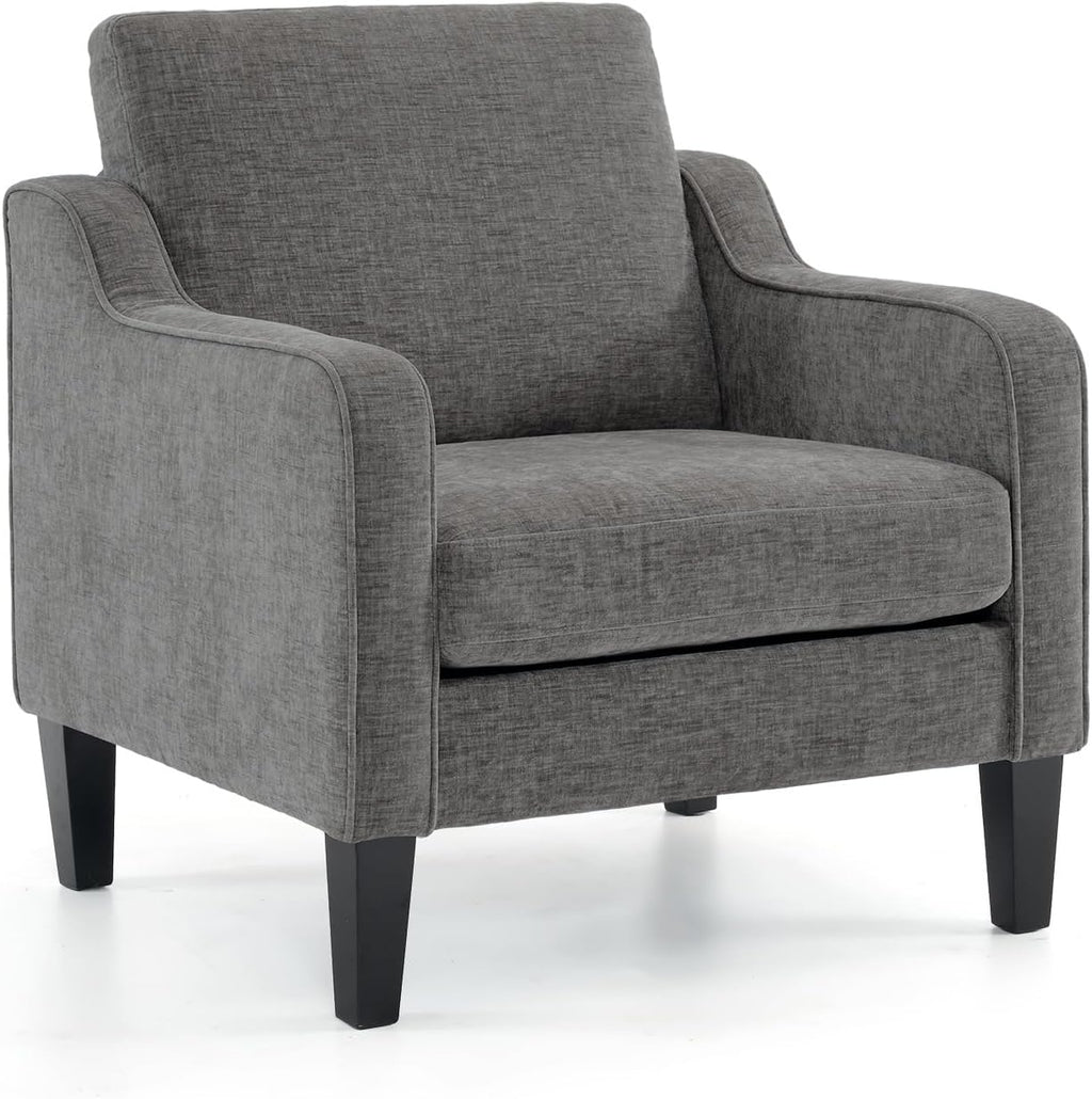 VINGLI Accent Chairs for Living Room Chairs Reading Chair Mid Century Modern Chair Soft Chenille Sofa Chair Upholstered Arm Chair Comfy Chair Side Chair (Light Grey Chenille) - Grand Goldman