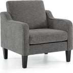 VINGLI Accent Chairs for Living Room Chairs Reading Chair Mid Century Modern Chair Soft Chenille Sofa Chair Upholstered Arm Chair Comfy Chair Side Chair (Light Grey Chenille) - Grand Goldman