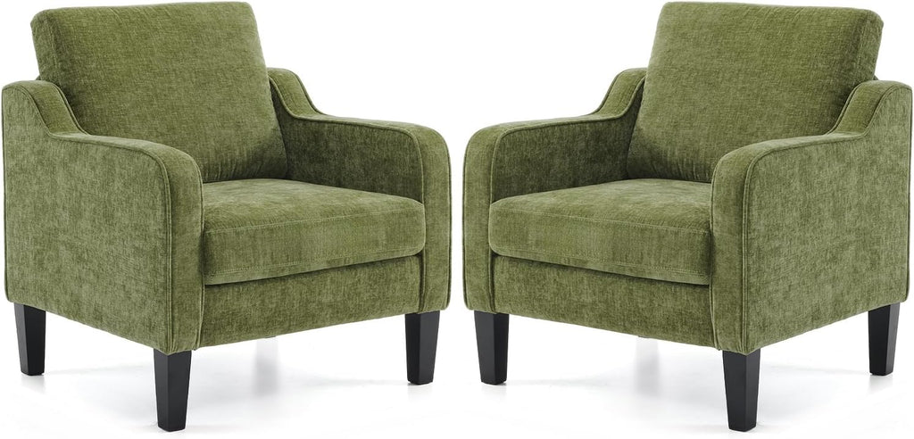 VINGLI Accent Chairs for Living Room Chairs Reading Chair Mid Century Modern Chair Soft Chenille Sofa Chair Upholstered Arm Chair Comfy Chair Side Chair (Light Grey Chenille) - Grand Goldman