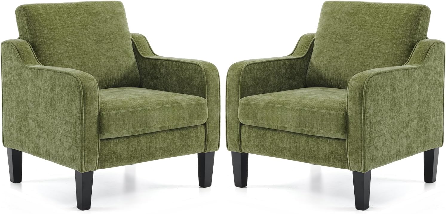 VINGLI Accent Chairs for Living Room Chairs Reading Chair Mid Century Modern Chair Soft Chenille Sofa Chair Upholstered Arm Chair Comfy Chair Side Chair (Light Grey Chenille) - Grand Goldman