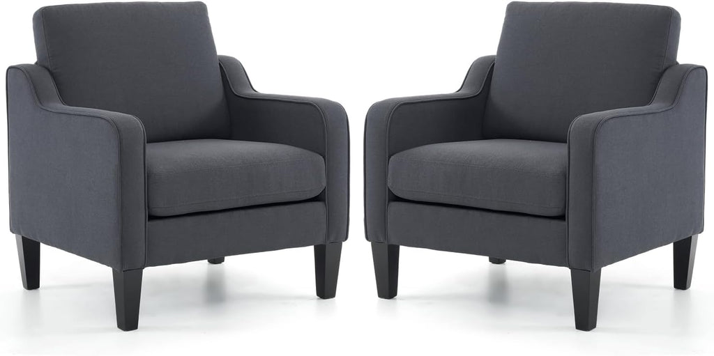 VINGLI Accent Chairs for Living Room Chairs Reading Chair Mid Century Modern Chair Soft Chenille Sofa Chair Upholstered Arm Chair Comfy Chair Side Chair (Light Grey Chenille) - Grand Goldman