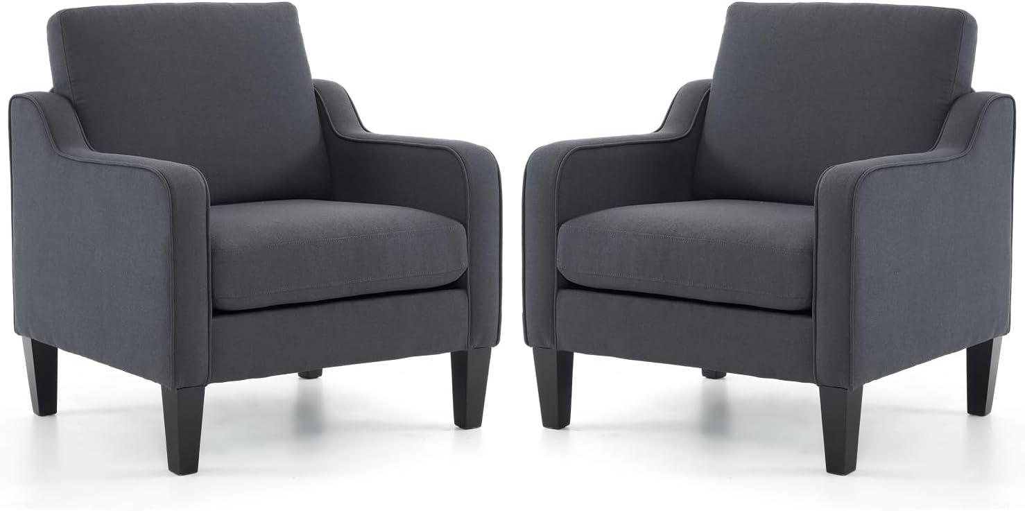 VINGLI Accent Chairs for Living Room Chairs Reading Chair Mid Century Modern Chair Soft Chenille Sofa Chair Upholstered Arm Chair Comfy Chair Side Chair (Light Grey Chenille) - Grand Goldman