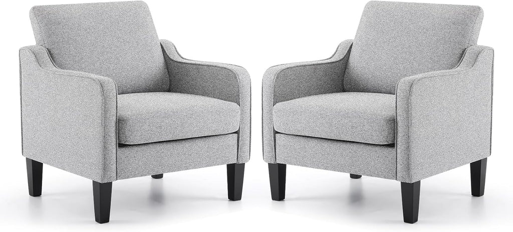 VINGLI Accent Chairs for Living Room Chairs Reading Chair Mid Century Modern Chair Soft Chenille Sofa Chair Upholstered Arm Chair Comfy Chair Side Chair (Light Grey Chenille) - Grand Goldman