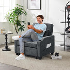 VINGLI Dark Grey Sofa Bed Chair Recliner, 3-in-1 Convertible Sleeper Sofa Chair Bed Daybed Pull Out Couch Bed with Adjustable Backrest, USB Ports, Cup Holders for Small Spaces Living Room - Grand Goldman