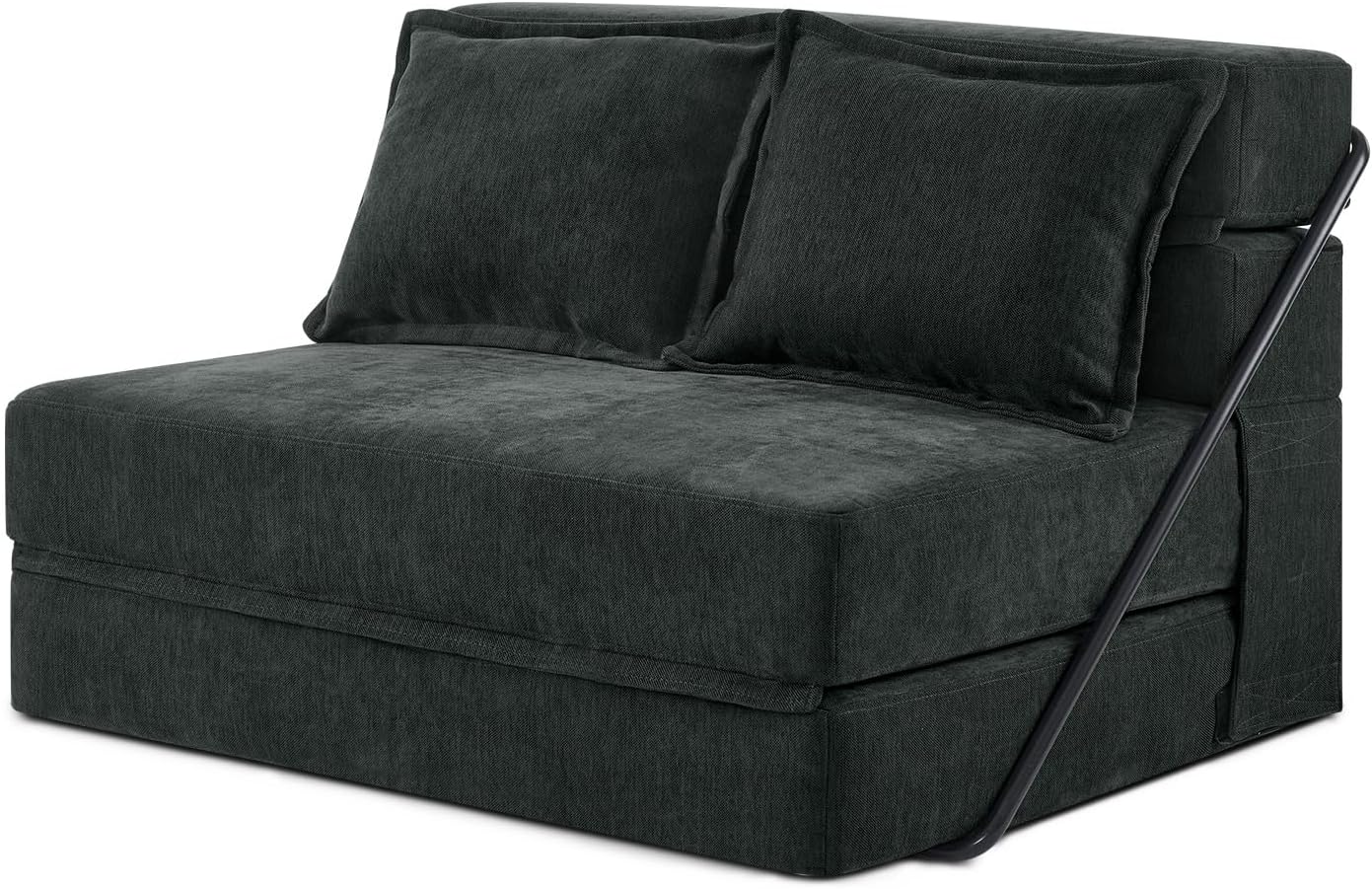 VINGLI Dark Grey Sofa Bed Chair Recliner, 3-in-1 Convertible Sleeper Sofa Chair Bed Daybed Pull Out Couch Bed with Adjustable Backrest, USB Ports, Cup Holders for Small Spaces Living Room - Grand Goldman