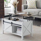 VINGLI Lift Top Coffee Table, White, with Storage Shelf/Hidden Compartment, Gas Lift Mesa De Centro para Sala Pop Up Coffee Table - Grand Goldman