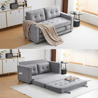 VINGLI Upgraded 64" W 84" L Full Size Futon Sofa Bed, 6" Thick Upholstery Rustic Microfiber Loveseat Sofa Sleeper Pull Out Couch,Convertible Floor Couch for Living Room, Bedroom, Entertainment Room - Grand Goldman