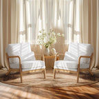 VINGLI Upgraded Premium Corduroy Accent Chairs Set of 2,Upholstered Arm Chair,Solid Wood Comfy Reading Chair with Lumbar Pillow, Mid Century Modern Chairs for Living Room,Bedroom,Brown - Grand Goldman