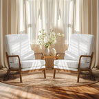 VINGLI Upgraded Premium Corduroy Accent Chairs Set of 2,Upholstered Arm Chair,Solid Wood Comfy Reading Chair with Lumbar Pillow, Mid Century Modern Chairs for Living Room,Bedroom,Brown - Grand Goldman