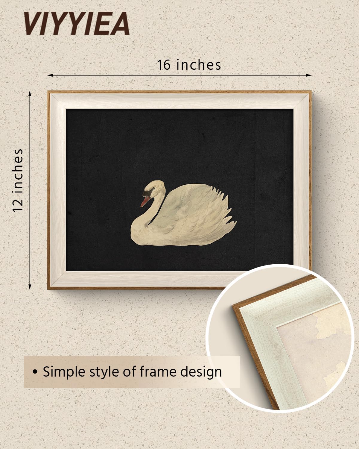 VIYYIEA Framed Canvas Wall Art for Living Room, Vintage Home Decor Animal Oil Painting Summer Room Decor Bathroom Wall Decor, Gifts for Friends or Family -【Zwaan】-(12x16 inches) - Grand Goldman