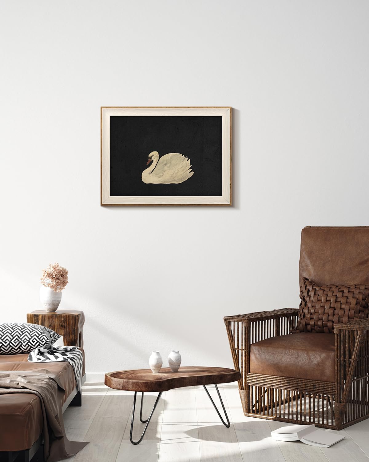 VIYYIEA Framed Canvas Wall Art for Living Room, Vintage Home Decor Animal Oil Painting Summer Room Decor Bathroom Wall Decor, Gifts for Friends or Family -【Zwaan】-(12x16 inches) - Grand Goldman